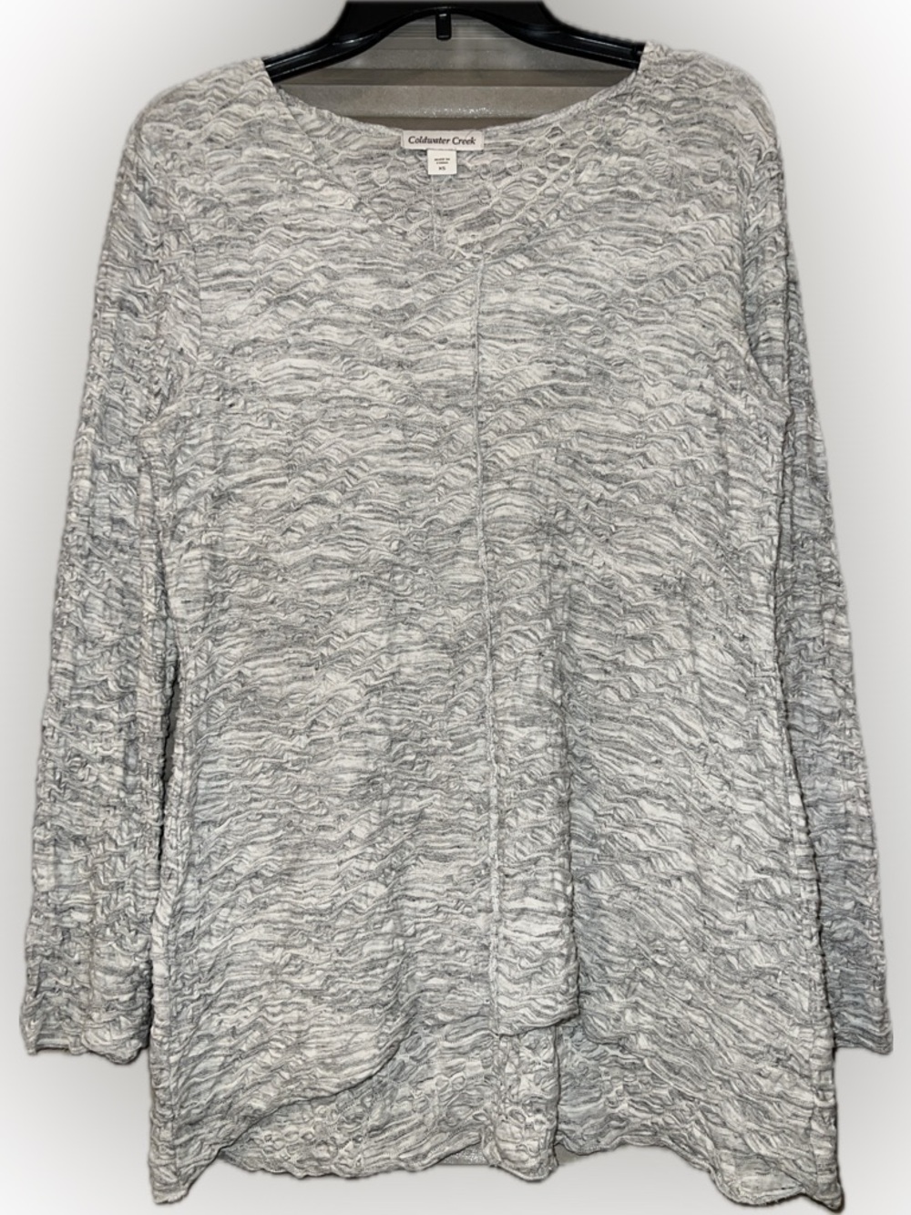 Coldwater Creek Heathered Light Gray Textured Knit Top